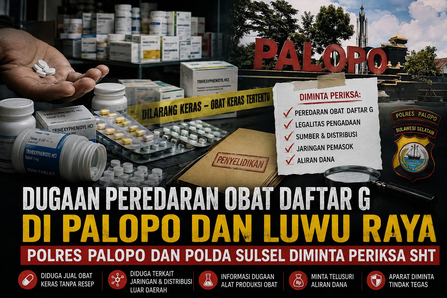 Dugaan Peredaran Obat Daftar G Di Palopo Dan Luwu Raya, Polres Palopo Dan Polda Sulsel Diminta Lakukan Pemeriksaan Terhadap ((SHT))